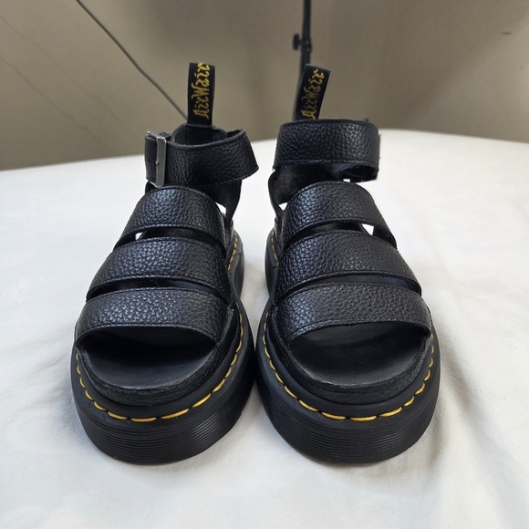 Dr. Martens Clarissa II Quad Platform Sandals Black Leather Size 5US (36EU) - Picture 1 of 13